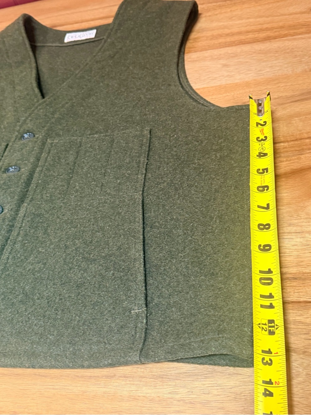 Vintage Filson MACKINAW WOOL VEST 3XL Olive Green - Picture 6 of 6